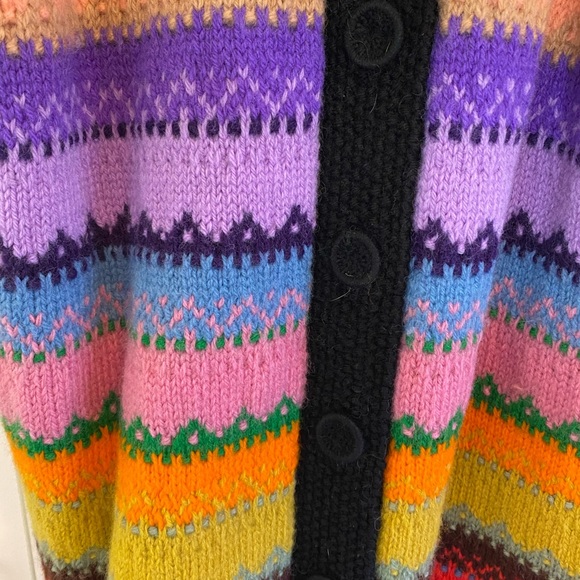 Vintage handmade sweater coat rainbow L - Picture 3 of 13